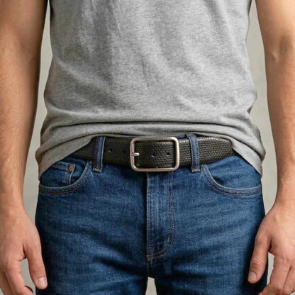Mens 100% Genuine Leather Belt - HEXSHIFT Pebble Grain (Black & Brown Reversible) — Leather Belts for Men | THE MEN THING