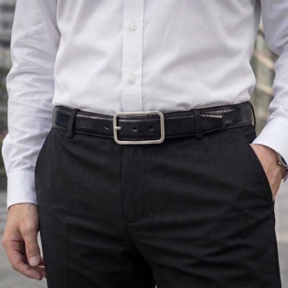 Mens 100% Genuine Leather Belt - HEXSHIFT Pebble Grain (Black & Brown Reversible) — Leather Belts for Men | THE MEN THING