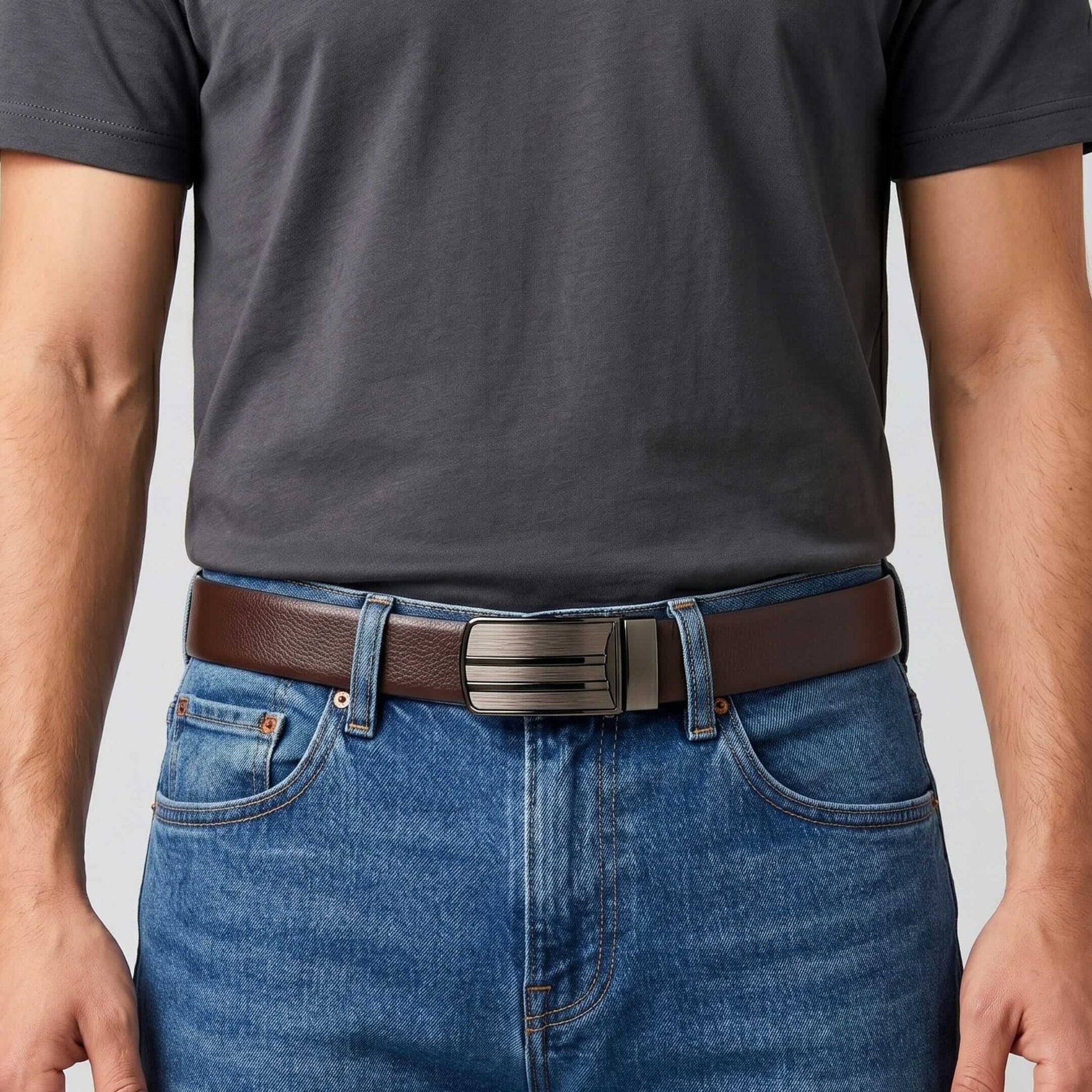 Mens 100% Genuine Leather Belt - IMPERON Diamond Grain Plate (Black & Brown Reversible) — Leather Belts for Men | THE MEN THING
