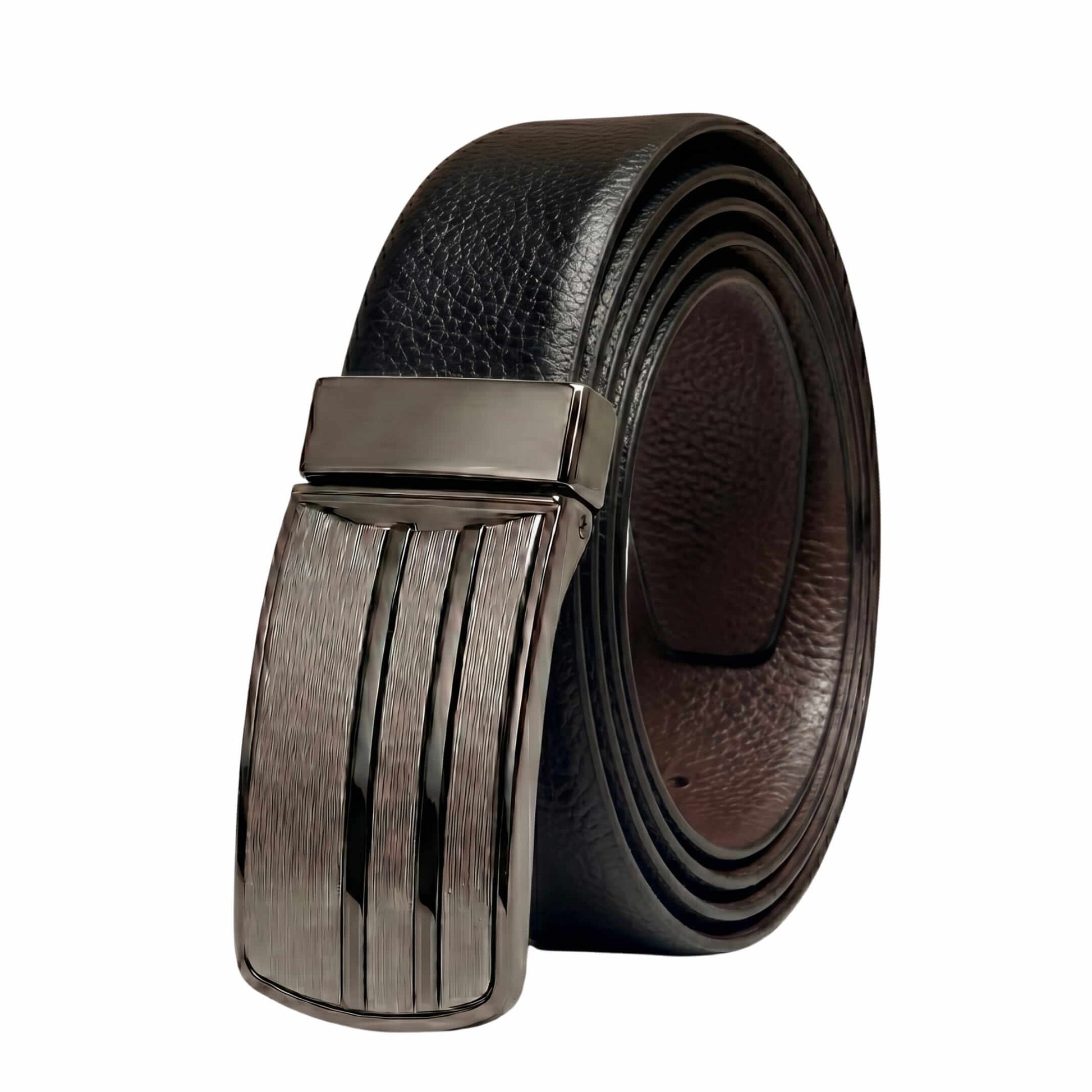 Mens 100% Genuine Leather Belt - IMPERON Diamond Grain Plate (Black & Brown Reversible) — Leather Belts for Men | THE MEN THING