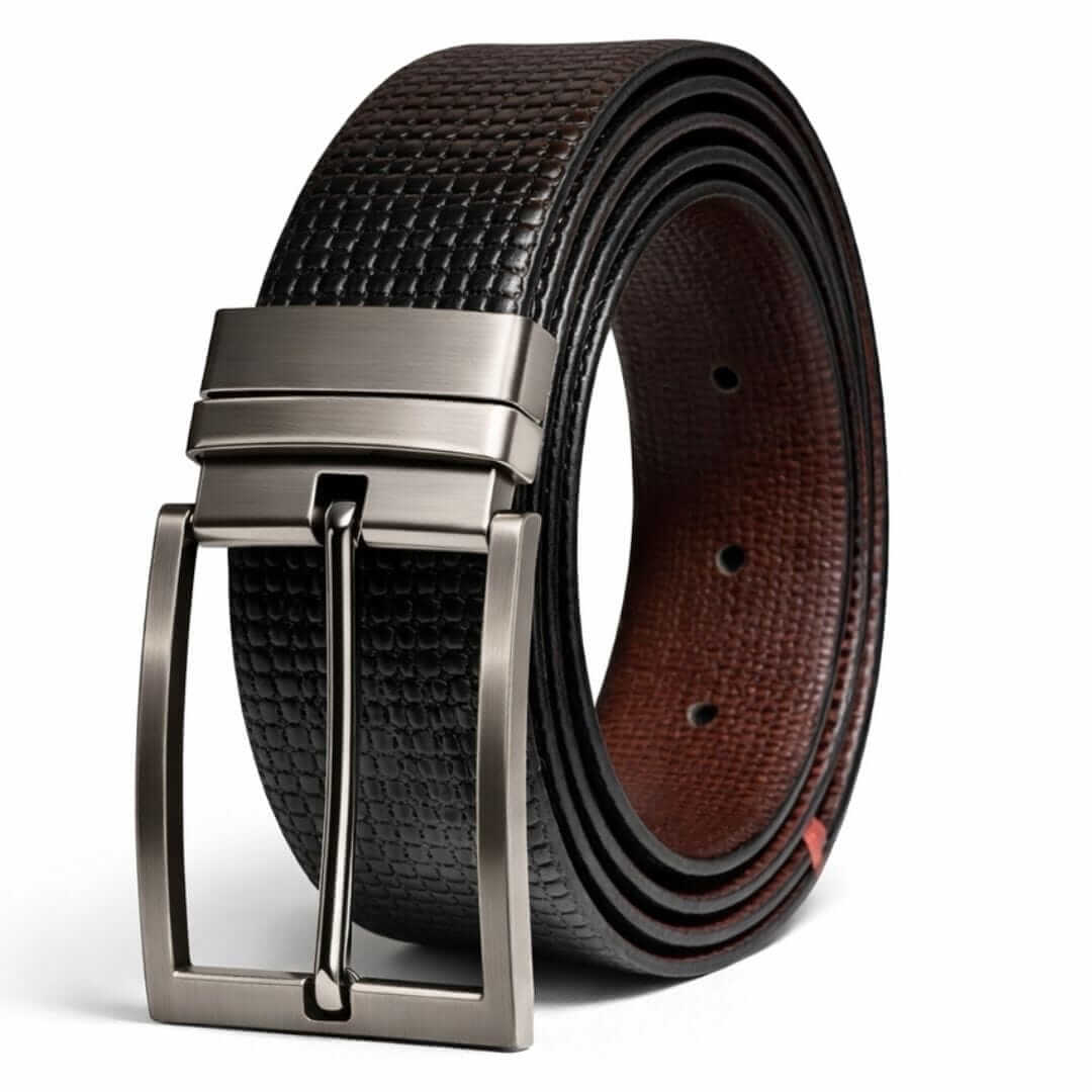 Mens Genuine Leather Belt | 2 in 1 Reversible (Black & Brown) (1 Pc.) - LEXARO - THE MEN THING