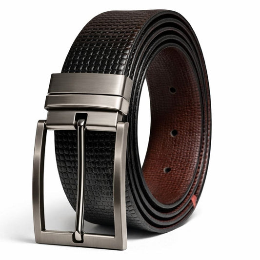 Mens Genuine Leather Belt | 2 in 1 Reversible (Black & Brown) (1 Pc.) - LEXARO - THE MEN THING
