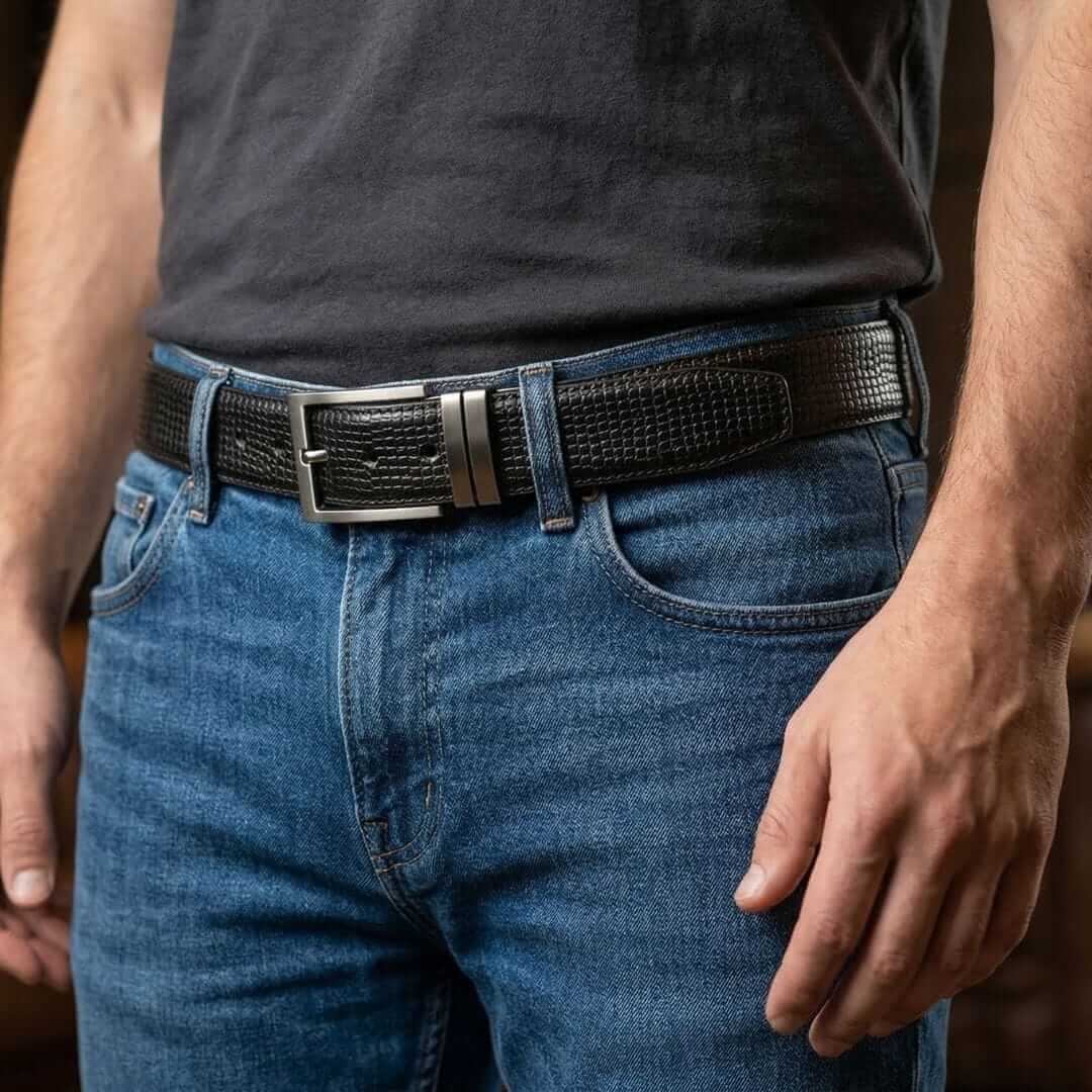 Mens Genuine Leather Belt | 2 in 1 Reversible (Black & Brown) (1 Pc.) - LEXARO - THE MEN THING