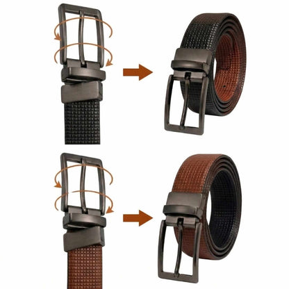Mens Genuine Leather Belt | 2 in 1 Reversible (Black & Brown) (1 Pc.) - LEXARO - THE MEN THING