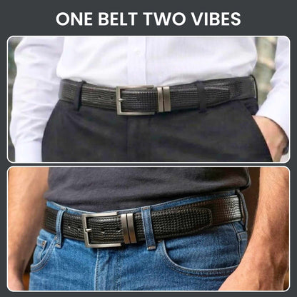 Mens Genuine Leather Belt | 2 in 1 Reversible (Black & Brown) (1 Pc.) - LEXARO - THE MEN THING