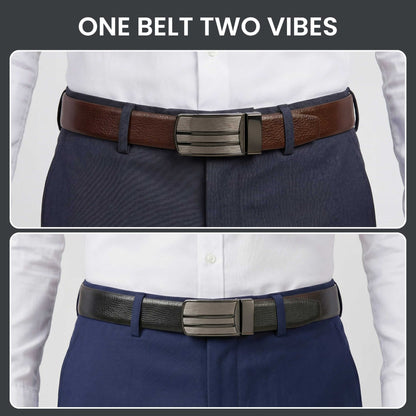Mens Genuine Leather Belt | 2 in 1 Reversible (Black & Brown) (1 Pc.) - LINEFORGE - THE MEN THING