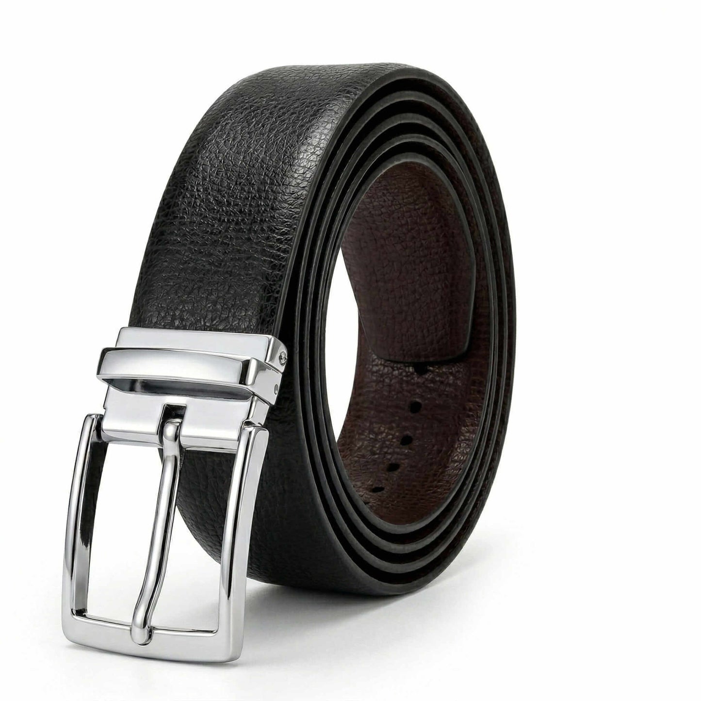 Mens 100% Genuine Leather Belt - LUXARO Lizard Emboss (Black & Brown Reversible) — Leather Belts for Men | THE MEN THING