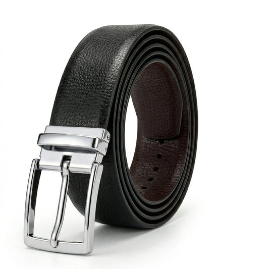 Mens Genuine Leather Belt | 2 in 1 Reversible (Black & Brown) (1 Pc.) - LUXARO - THE MEN THING