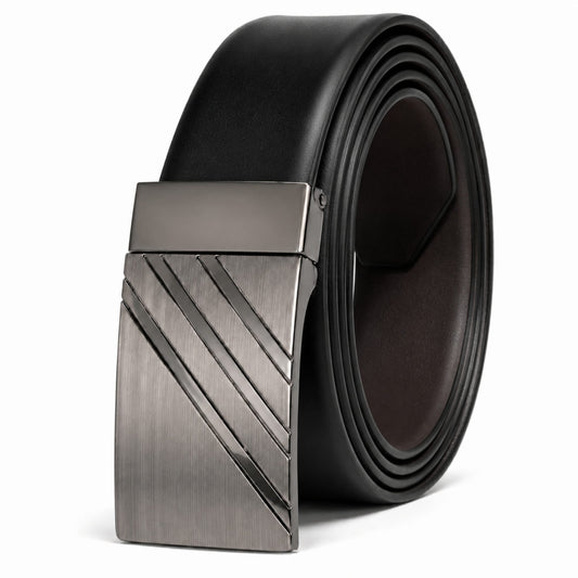 Mens Genuine Leather Belt | 2 in 1 Reversible (Black & Brown) (1 Pc.) - LYVEX - THE MEN THING