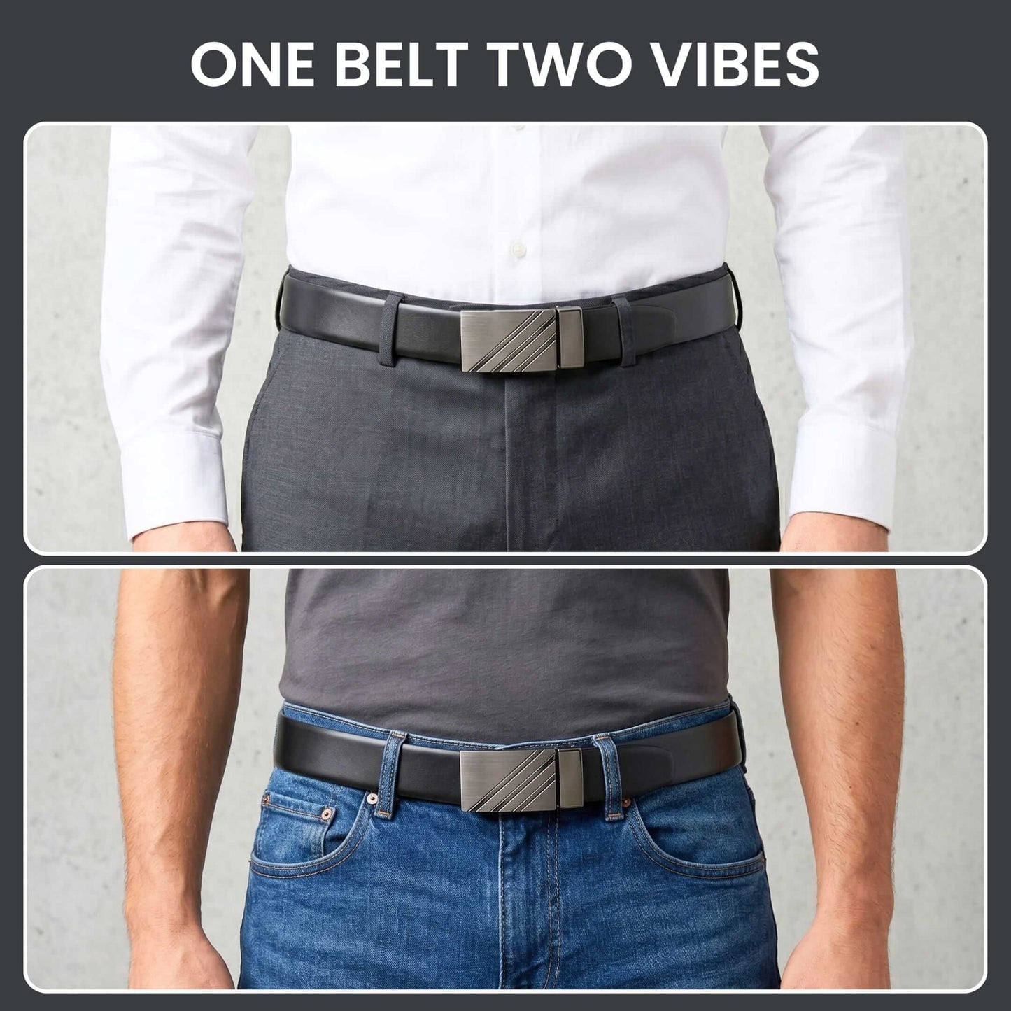 Mens 100% Genuine Leather Belt - LYVEX Smooth Auto Plate (Black & Brown Reversible) — Leather Belts for Men | THE MEN THING