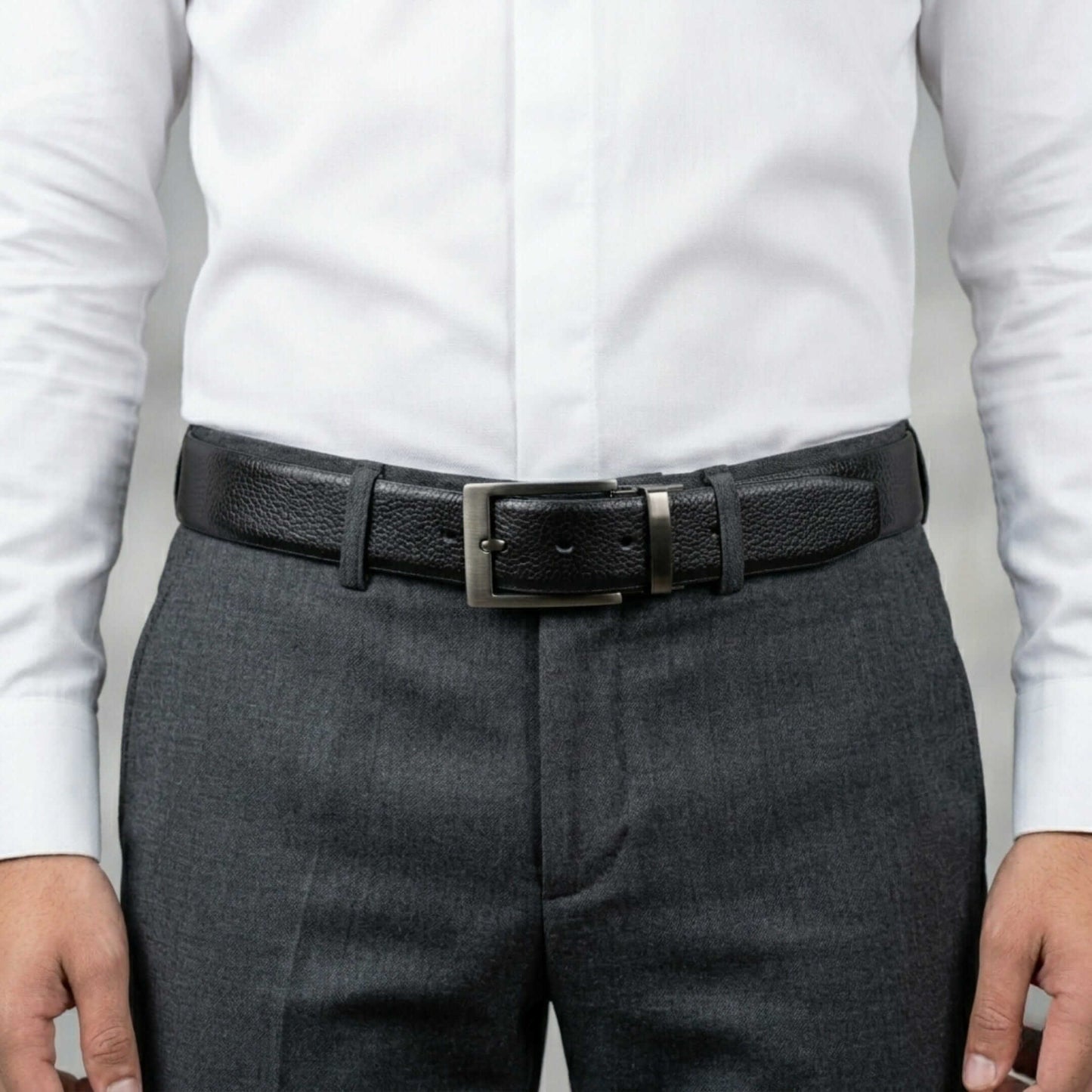Mens 100% Genuine Leather Belt - MONEX Pebble Grain (Black & Brown Reversible) — Leather Belts for Men | THE MEN THING