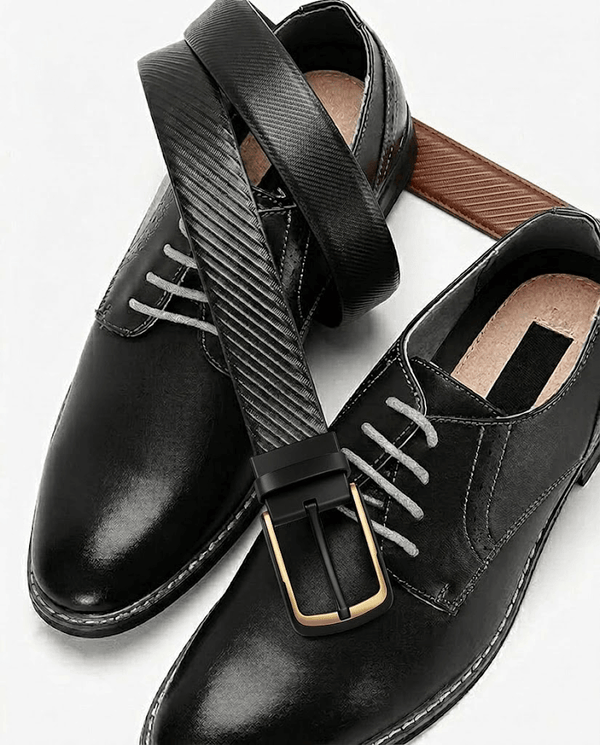 Mens 100% Genuine Leather Belt - NOIRWAVE Diagonal Weave Emboss (Black & Brown Reversible)