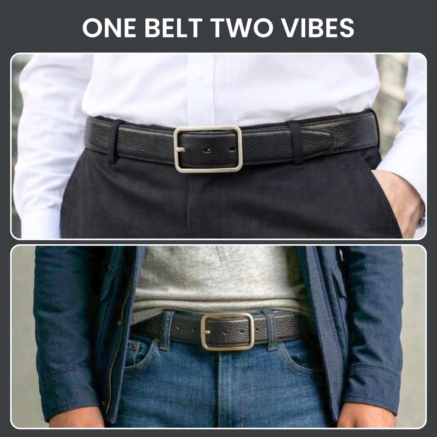 Mens 100% Genuine Leather Belt - NOIRX Woven Grid Emboss (Black & Brown Reversible) — Leather Belts for Men | THE MEN THING