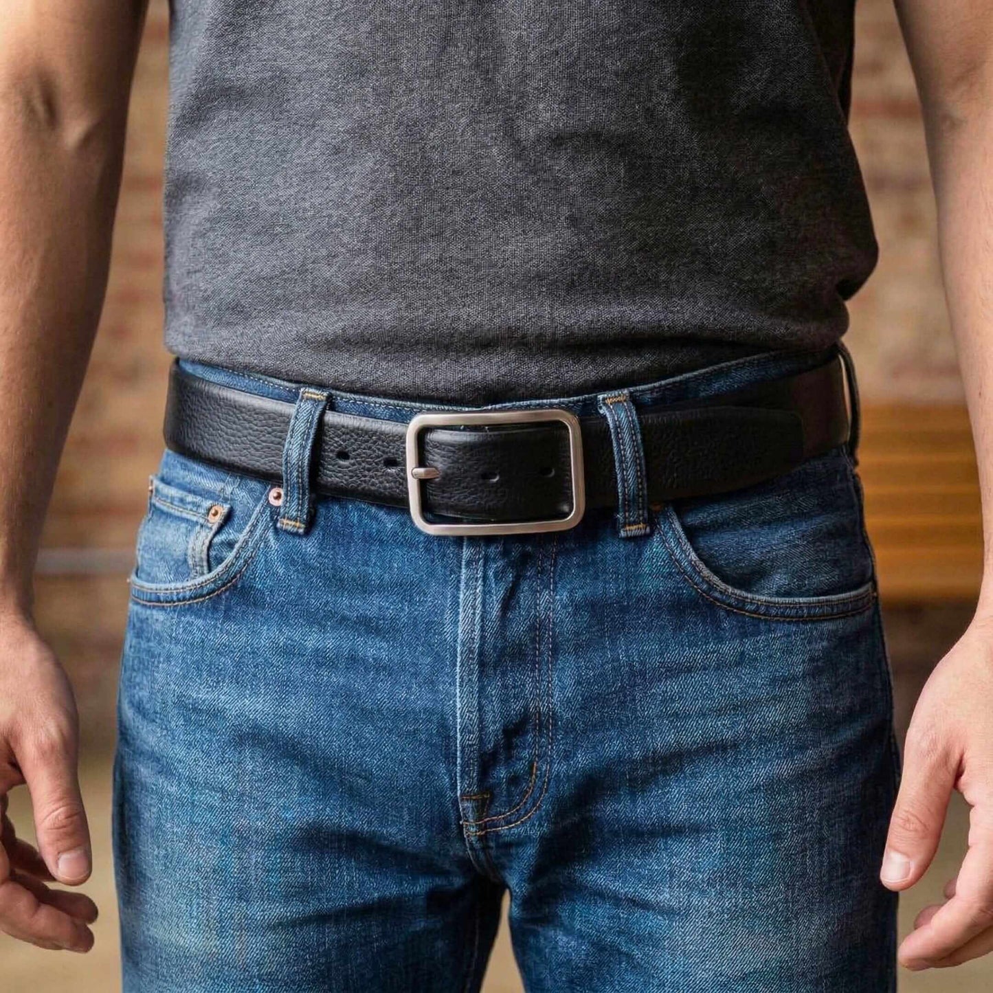 Mens 100% Genuine Leather Belt - ONYX PEBBLE Pebble Grain (Black & Brown Reversible) — Leather Belts for Men | THE MEN THING