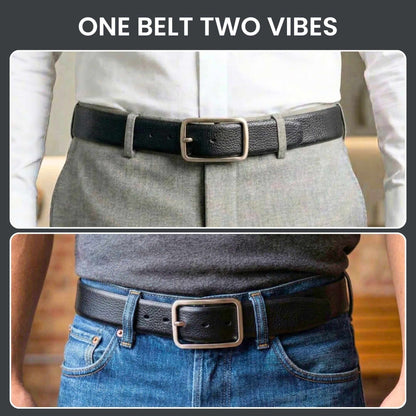 Mens 100% Genuine Leather Belt - ONYX PEBBLE Pebble Grain (Black & Brown Reversible) — Leather Belts for Men | THE MEN THING