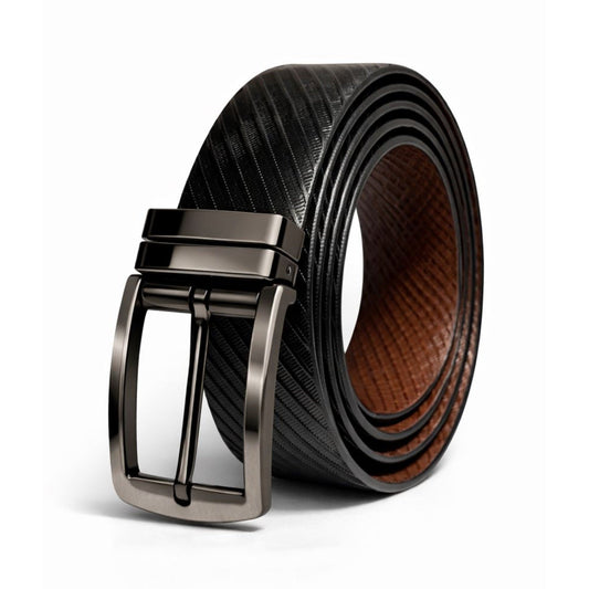 Mens Genuine Leather Belt | 2 in 1 Reversible (Black & Brown) (1 Pc.) - ORVANO - THE MEN THING