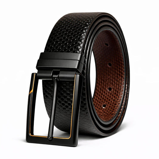 Mens Genuine Leather Belt | 2 in 1 Reversible (Black & Brown) (1 Pc.) - ORVEXA - THE MEN THING