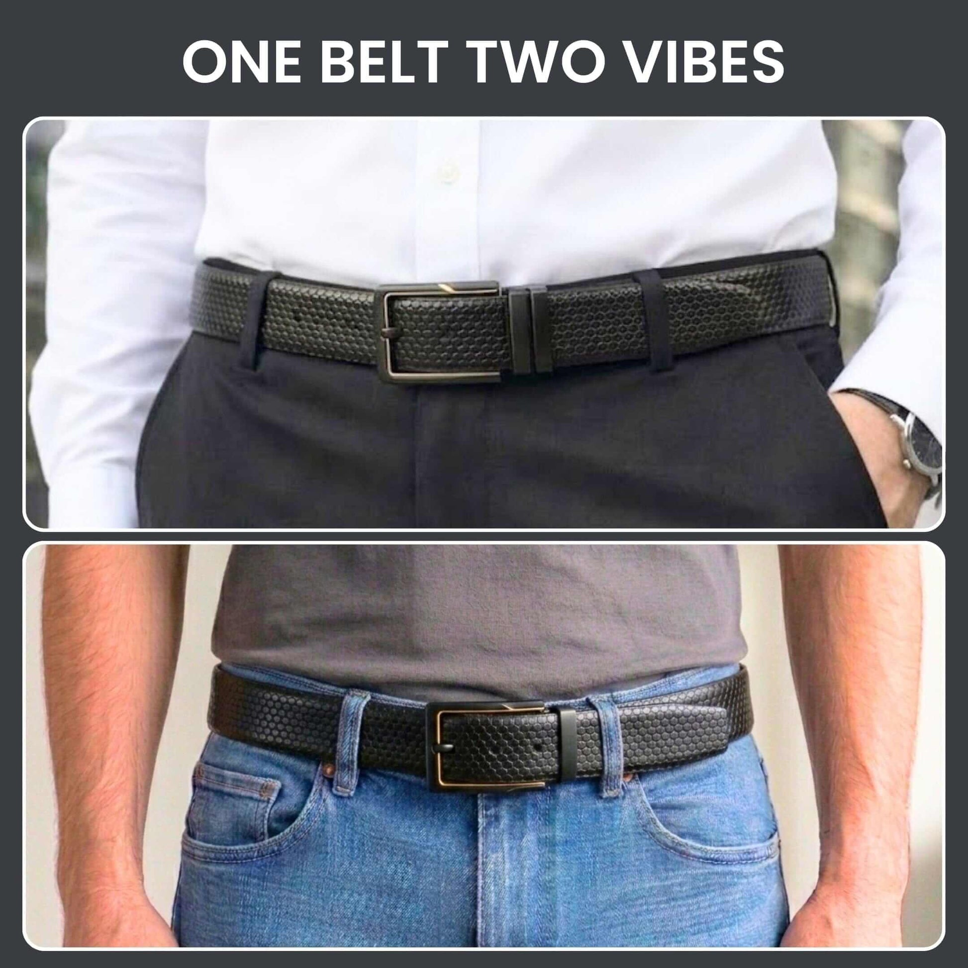 Mens 100% Genuine Leather Belt - ORVEXA Scale Emboss (Black & Brown Reversible) — Leather Belts for Men | THE MEN THING