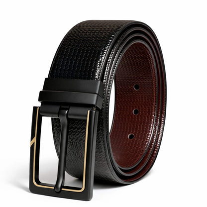 Mens Genuine Leather Belt | 2 in 1 Reversible (Black & Brown) (1 Pc.) - ORVEXO - THE MEN THING