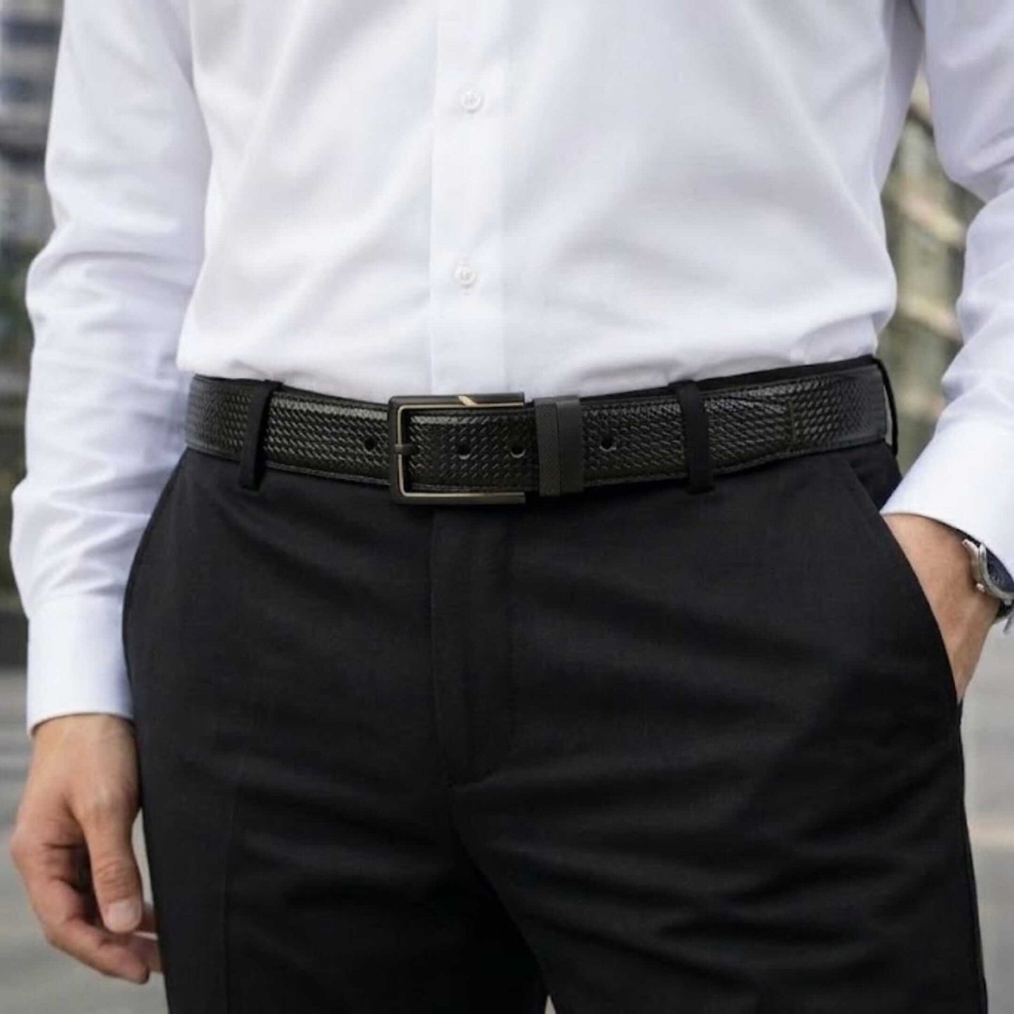 Mens Genuine Leather Belt | 2 in 1 Reversible (Black & Brown) (1 Pc.) - ORVEXO - THE MEN THING
