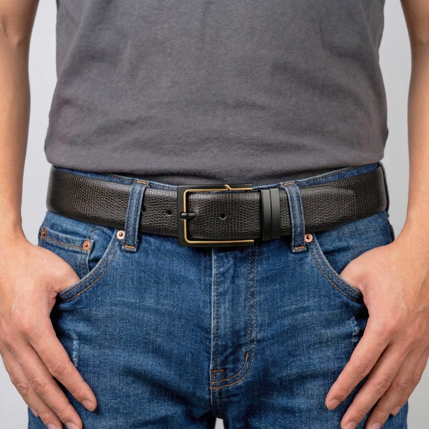 Mens 100% Genuine Leather Belt - ORVION Fine Grain Finish (Black & Brown Reversible) — Leather Belts for Men | THE MEN THING