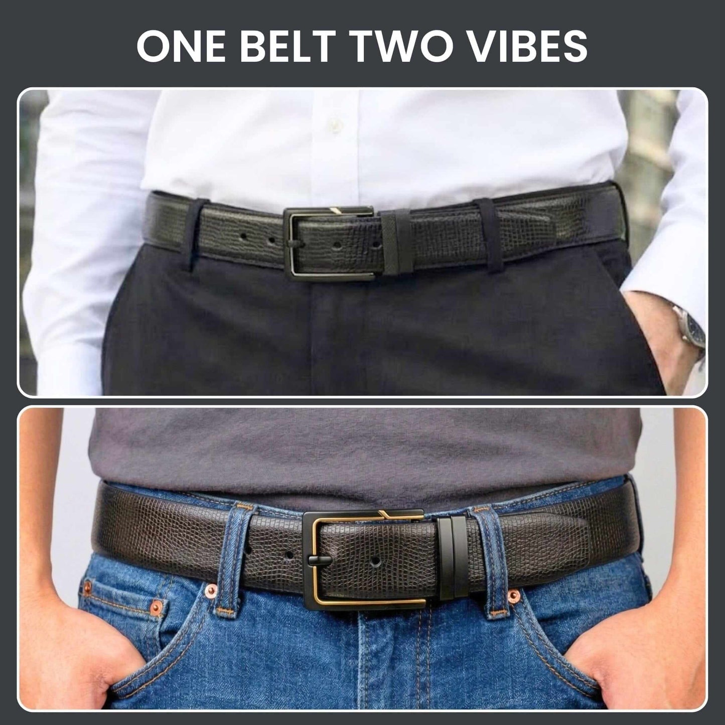 Mens 100% Genuine Leather Belt - ORVION Fine Grain Finish (Black & Brown Reversible) — Leather Belts for Men | THE MEN THING