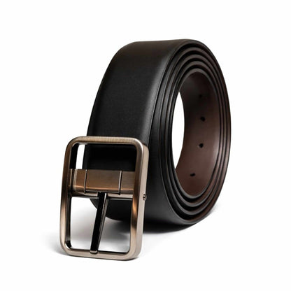 Mens 100% Genuine Leather Belt - PRIMEDUAL Smooth Classic (Black & Brown Reversible) — Leather Belts for Men | THE MEN THING