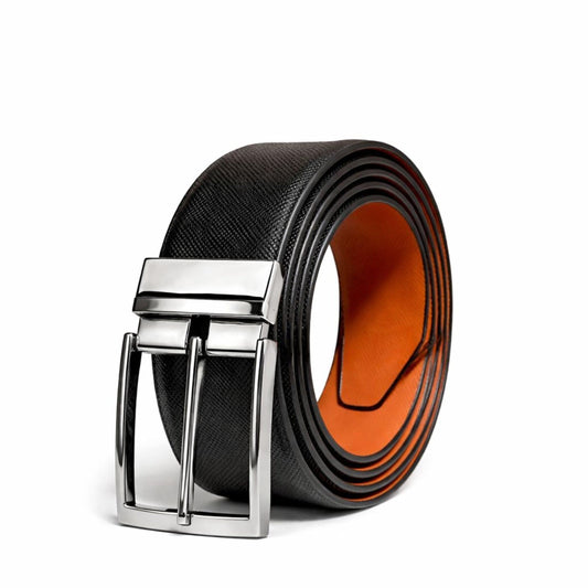 Mens Genuine Leather Belt | 2 in 1 Reversible (Black & Brown) (1 Pc.) - REVOLT EDGE - THE MEN THING