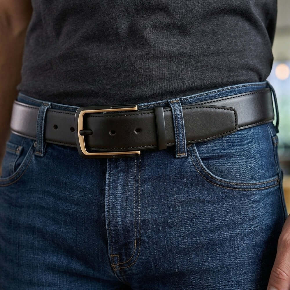 Mens Genuine Leather Belt | 2 in 1 Reversible (Black & Brown) (1 Pc.) - SLEEKEDGE - THE MEN THING