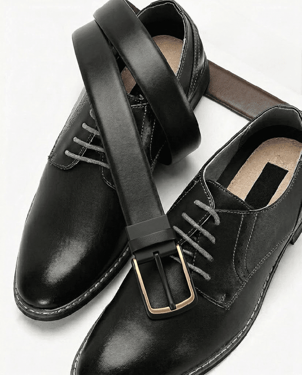 Mens 100% Genuine Leather Belt - SLEEKEDGE Smooth Sleek (Black & Brown Reversible)