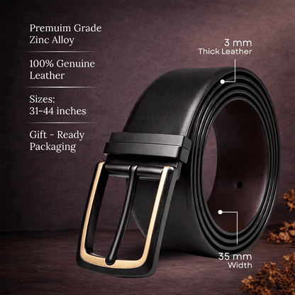 Mens Genuine Leather Belt | 2 in 1 Reversible (Black & Brown) (1 Pc.) - SLEEKEDGE - THE MEN THING
