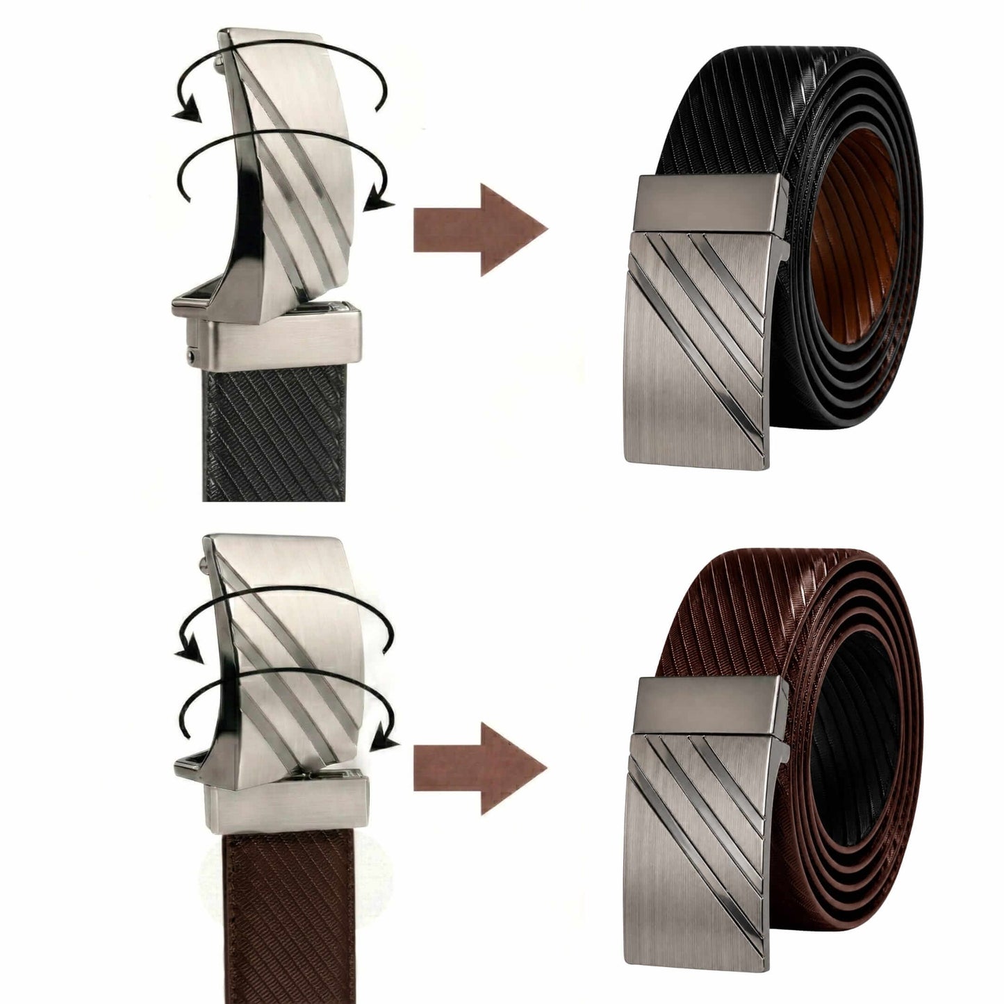 Mens Genuine Leather Belt | 2 in 1 Reversible (Black & Brown) (1 Pc.) - STRYDEX - THE MEN THING