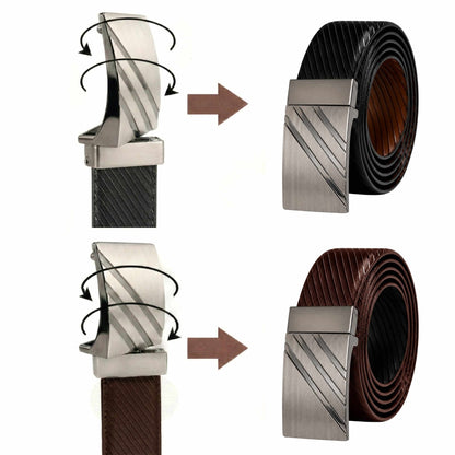 Mens Genuine Leather Belt | 2 in 1 Reversible (Black & Brown) (1 Pc.) - STRYDEX - THE MEN THING