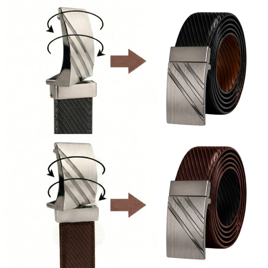Mens Genuine Leather Belt | 2 in 1 Reversible (Black & Brown) (1 Pc.) - STRYDEX - THE MEN THING