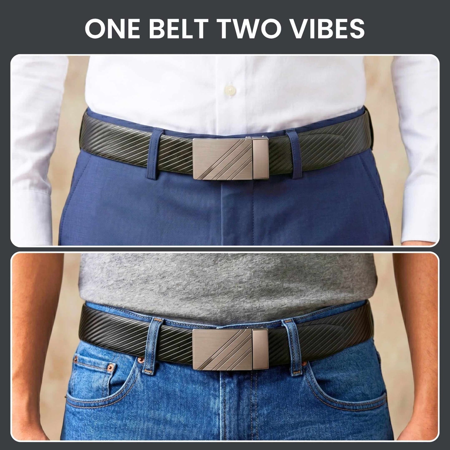 Mens Genuine Leather Belt | 2 in 1 Reversible (Black & Brown) (1 Pc.) - STRYDEX - THE MEN THING
