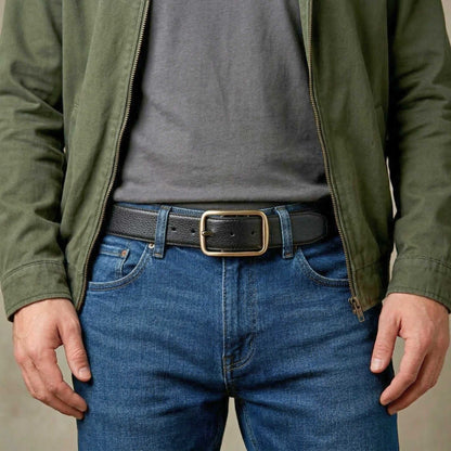 Mens 100% Genuine Leather Belt - TANERO Lizard Emboss (Black & Brown Reversible) — Leather Belts for Men | THE MEN THING
