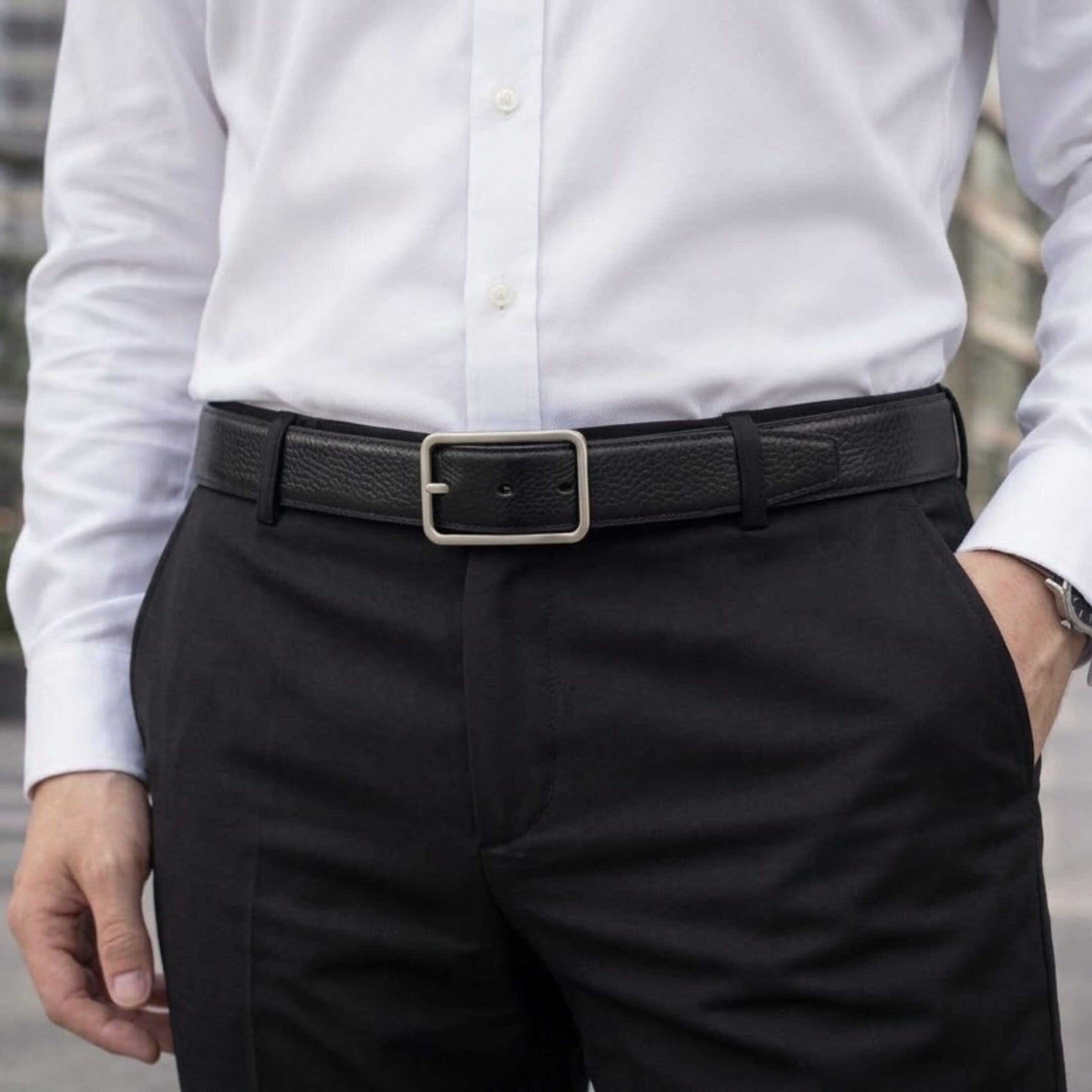 Mens 100% Genuine Leather Belt - TANERO Lizard Emboss (Black & Brown Reversible) — Leather Belts for Men | THE MEN THING