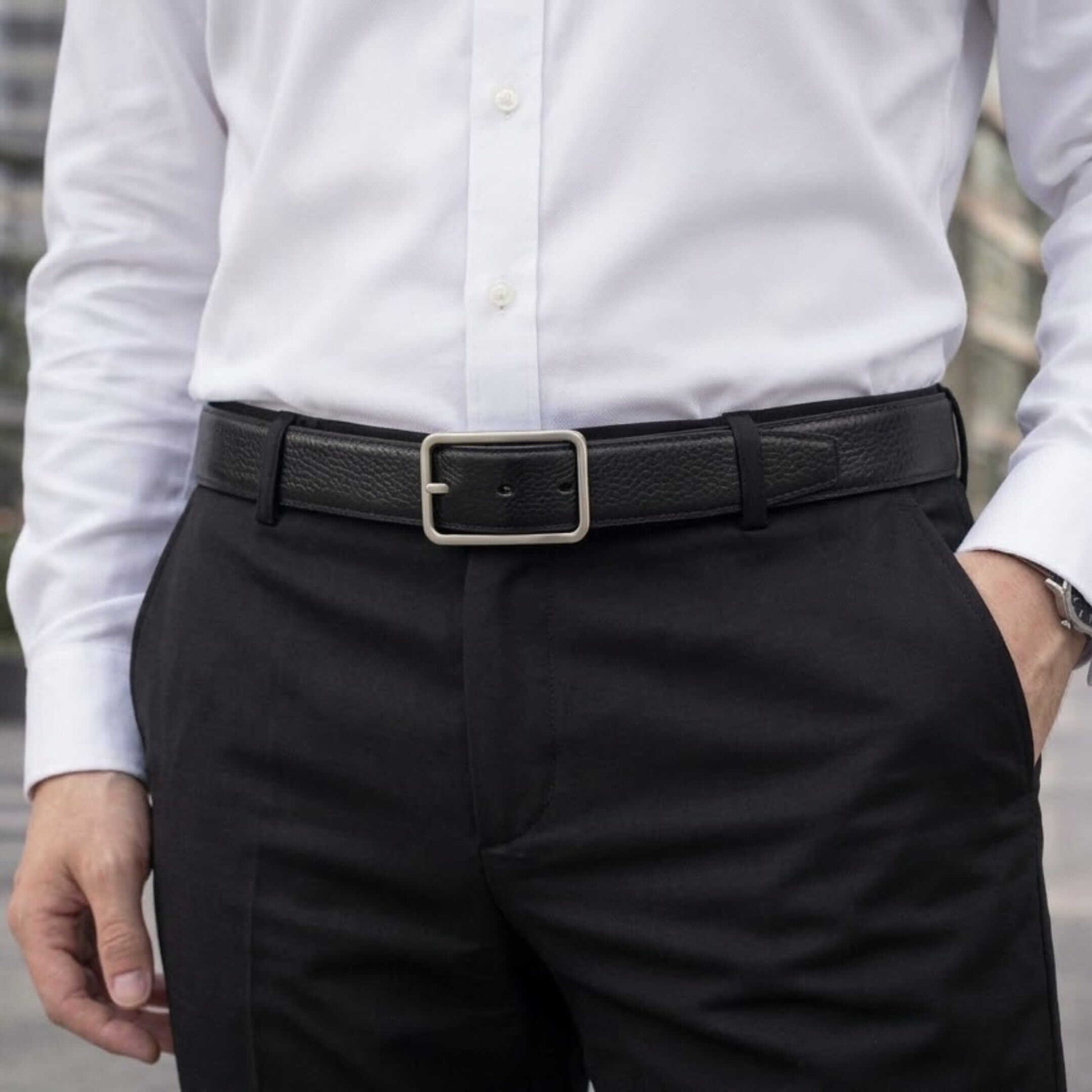 Mens 100% Genuine Leather Belt - TANERO Lizard Emboss (Black & Brown Reversible) — Leather Belts for Men | THE MEN THING