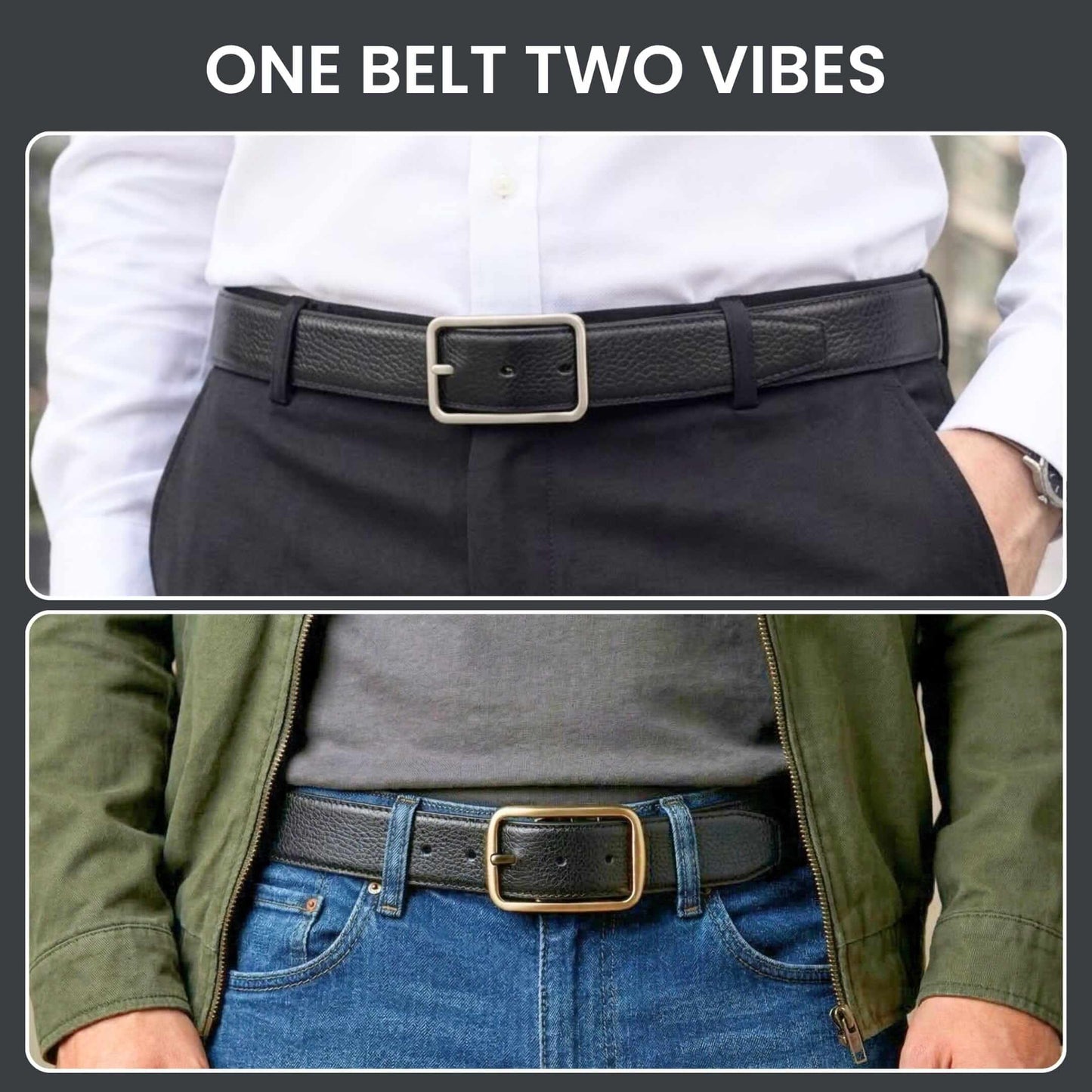 Mens 100% Genuine Leather Belt - TANERO Lizard Emboss (Black & Brown Reversible) — Leather Belts for Men | THE MEN THING