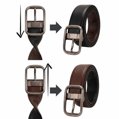 Mens 100% Genuine Leather Belt - TANERO Lizard Emboss (Black & Brown Reversible) — Leather Belts for Men | THE MEN THING