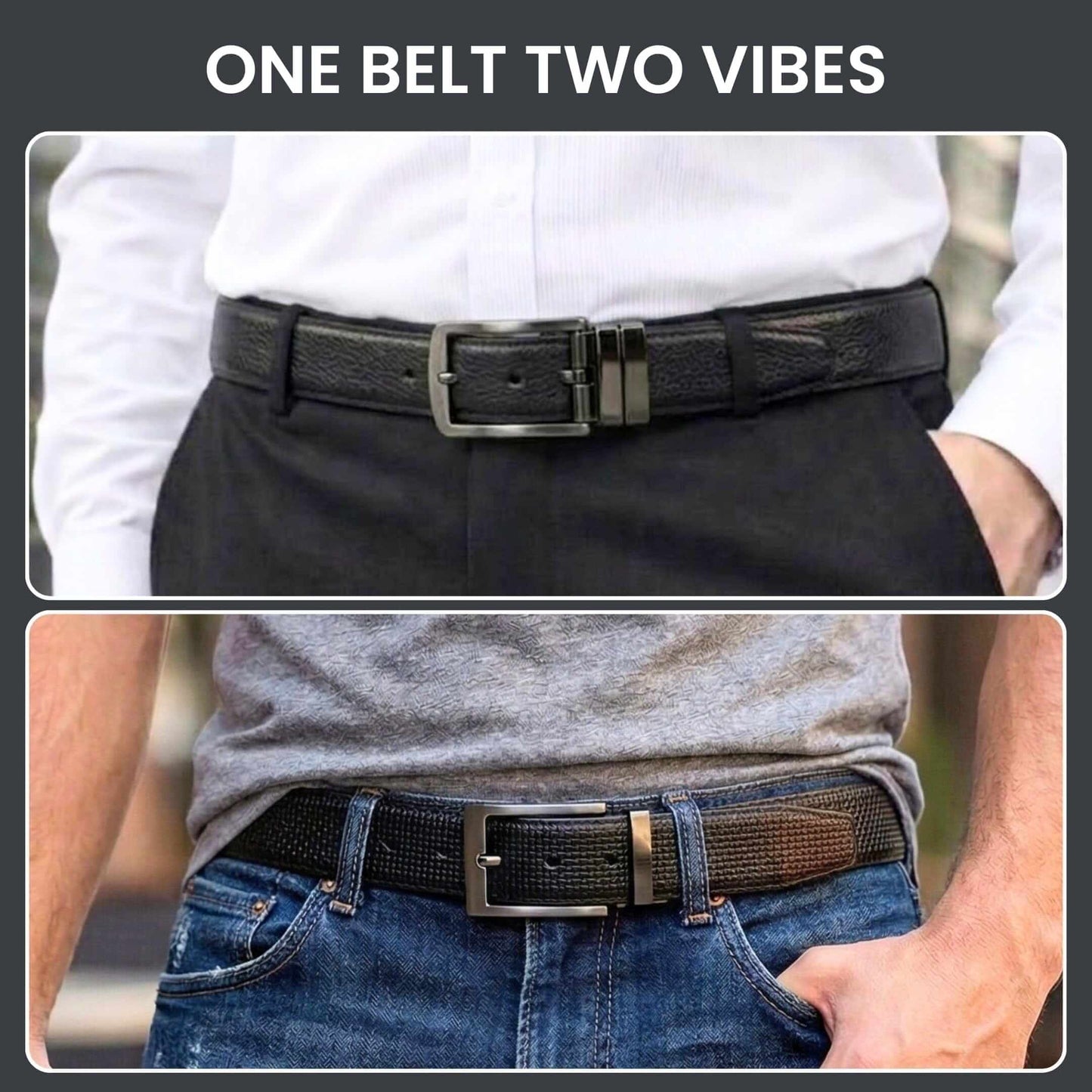 Mens 100% Genuine Leather Belt - TORVEX Basket Weave Emboss (Black & Brown Reversible) — Leather Belts for Men | THE MEN THING