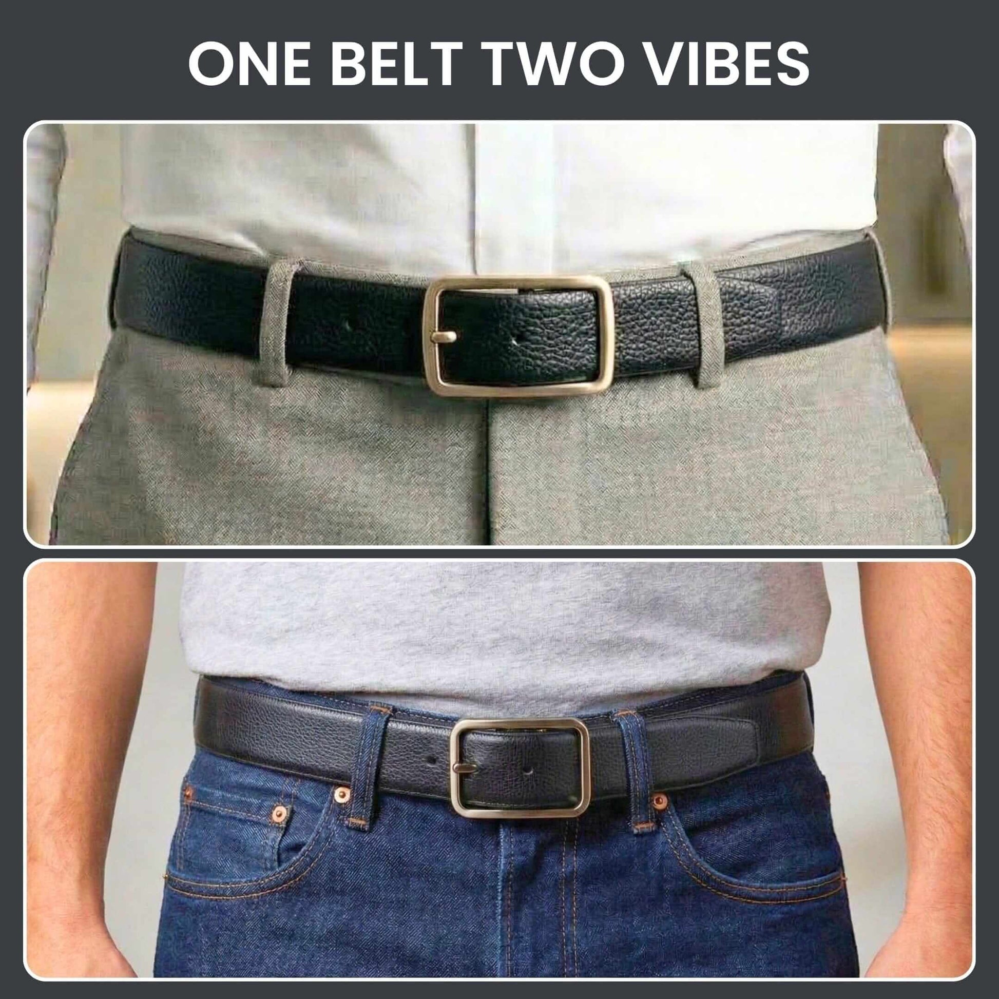Mens 100% Genuine Leather Belt - URBAN EMPEROR Grid Emboss (Black & Brown Reversible) — Leather Belts for Men | THE MEN THING
