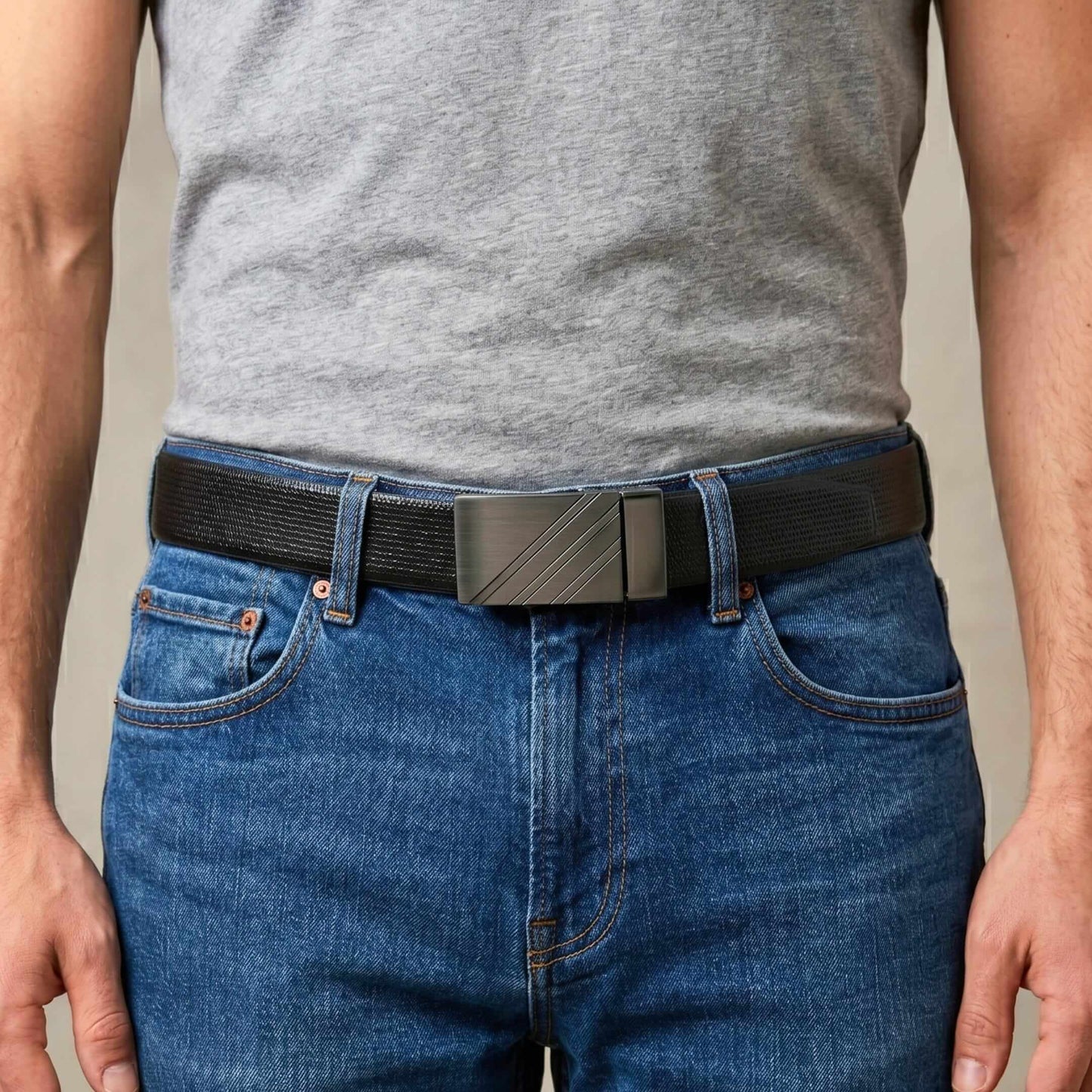 Mens 100% Genuine Leather Belt - VAREX Grid Emboss Plate (Black & Brown Reversible) — Leather Belts for Men | THE MEN THING