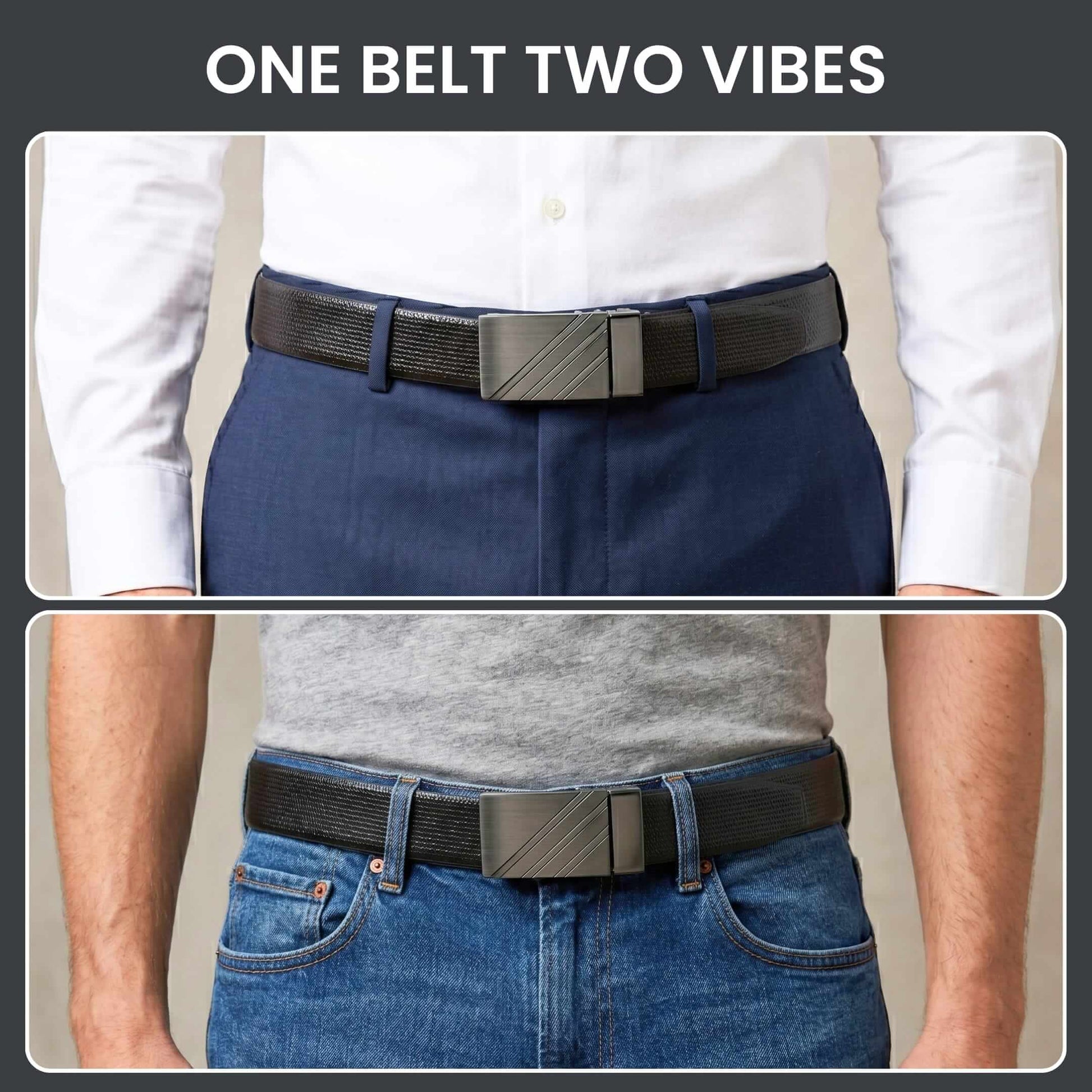 Mens 100% Genuine Leather Belt - VAREX Grid Emboss Plate (Black & Brown Reversible) — Leather Belts for Men | THE MEN THING