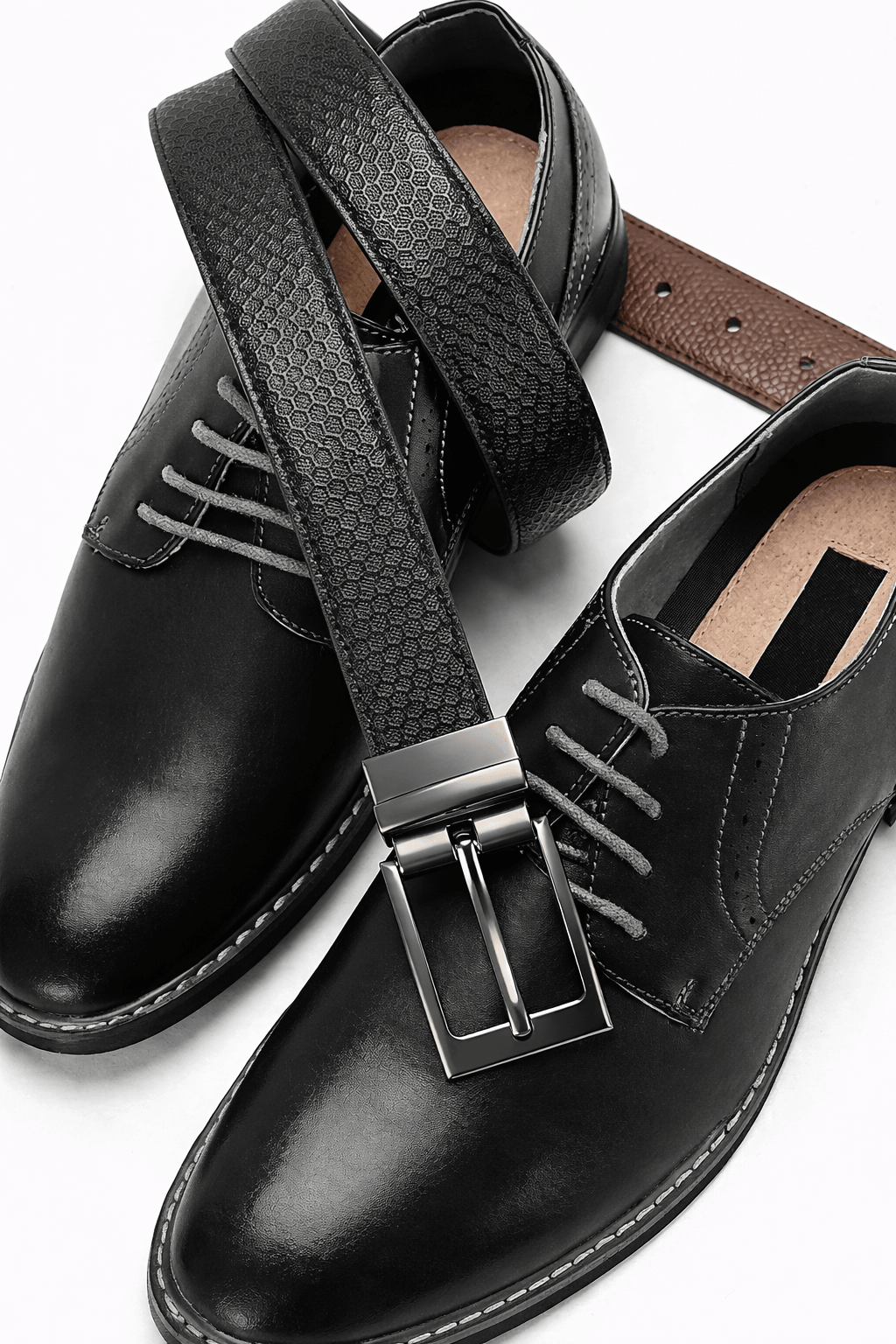 Mens 100% Genuine Leather Belt - VELIXO Diamond Grid Emboss (Black & Brown Reversible) — Leather Belts for Men | THE MEN THING