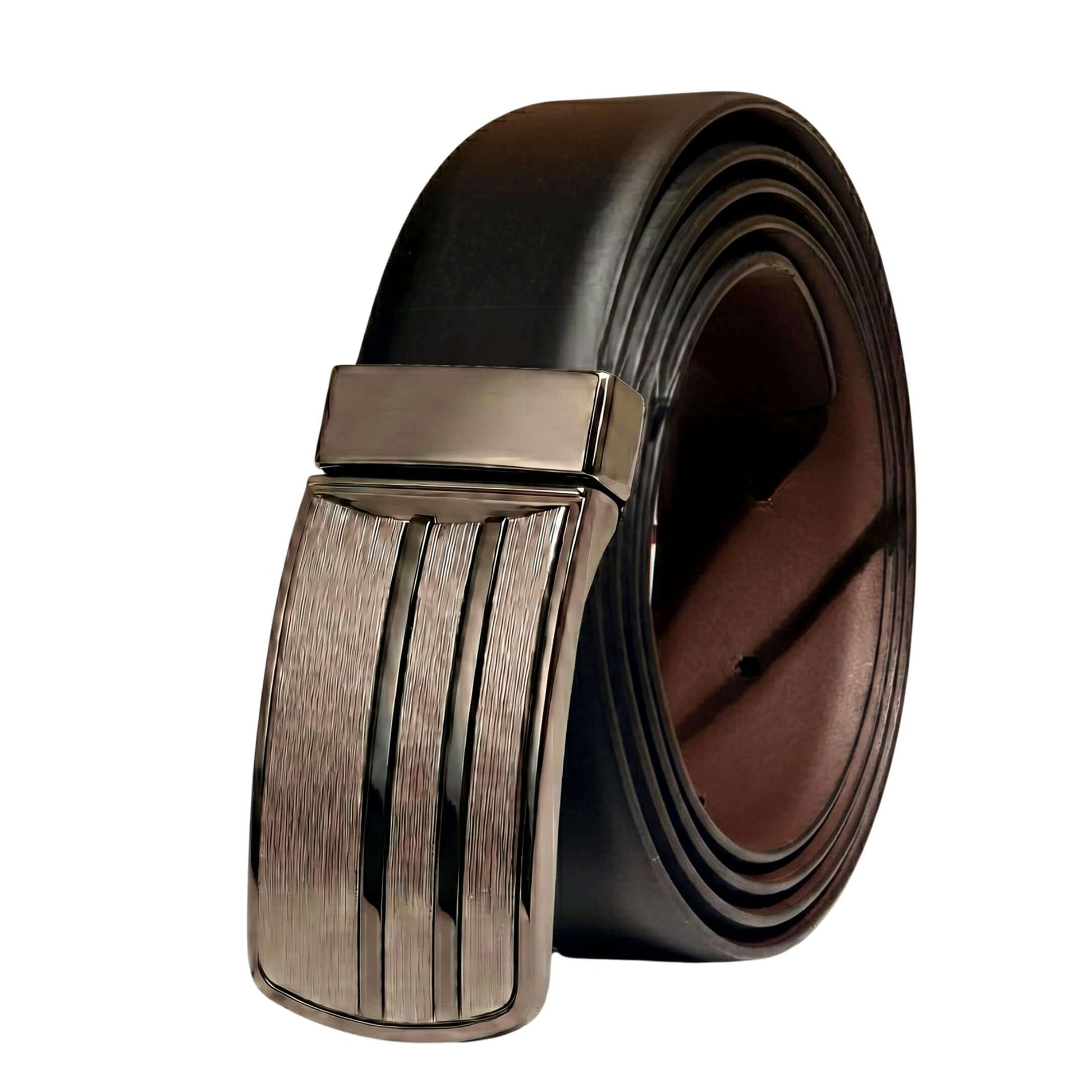 Mens 100% Genuine Leather Belt - VELTOR Smooth Leather Plate (Black & Brown Reversible) — Leather Belts for Men | THE MEN THING