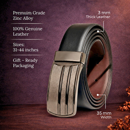 Mens Genuine Leather Belt | 2 in 1 Reversible (Black & Brown) (1 Pc.) - VELTOR - THE MEN THING