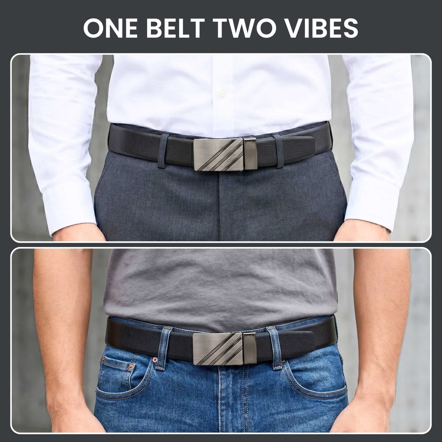 Mens 100% Genuine Leather Belt - VELTRIX Grid Emboss Plate (Black & Brown Reversible) — Leather Belts for Men | THE MEN THING
