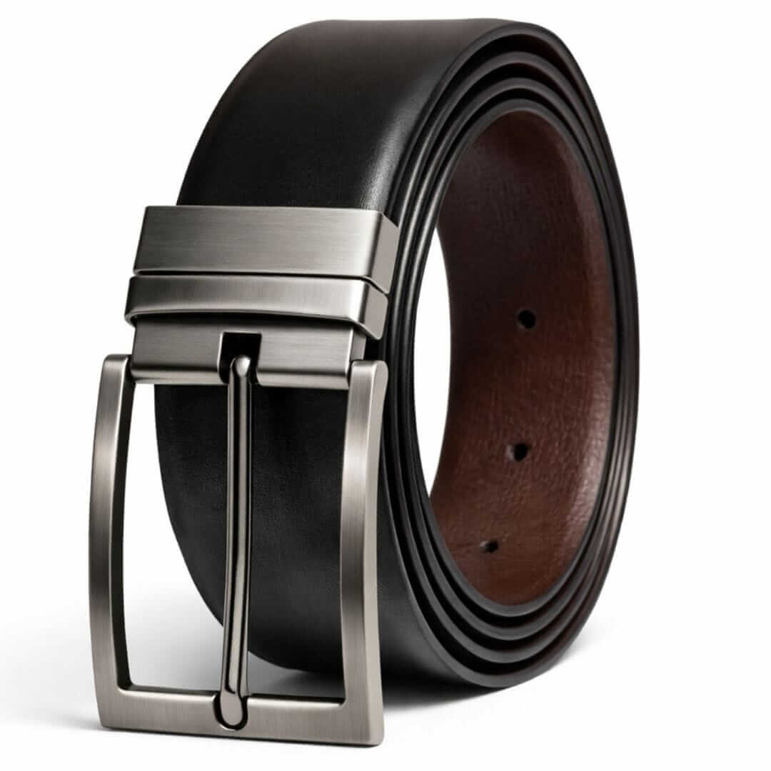 Mens 100% Genuine Leather Belt - VEXARO Smooth Classic (Black & Brown Reversible) — Leather Belts for Men | THE MEN THING