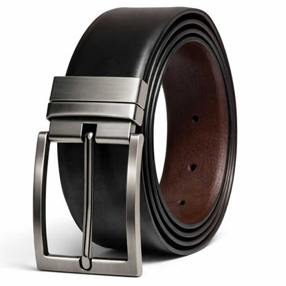 Mens 100% Genuine Leather Belt - VEXARO Smooth Classic (Black & Brown Reversible) — Leather Belts for Men | THE MEN THING